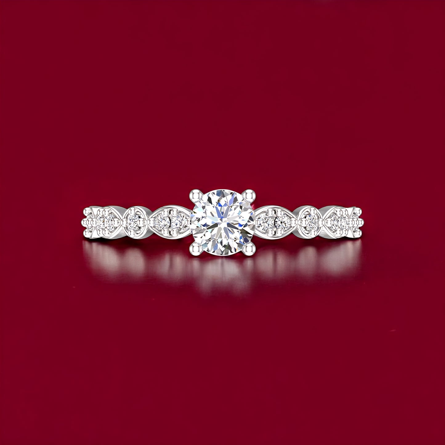 Pure 925 Sterling Silver Ring for Women Adjustable Rhodium Plated Ring