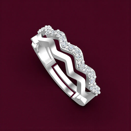 Pure 925 Sterling Silver Ring for Woman | Adjustable Band Ring | Sterling Silver Cubic Zirconia Rhodium Plated Ring