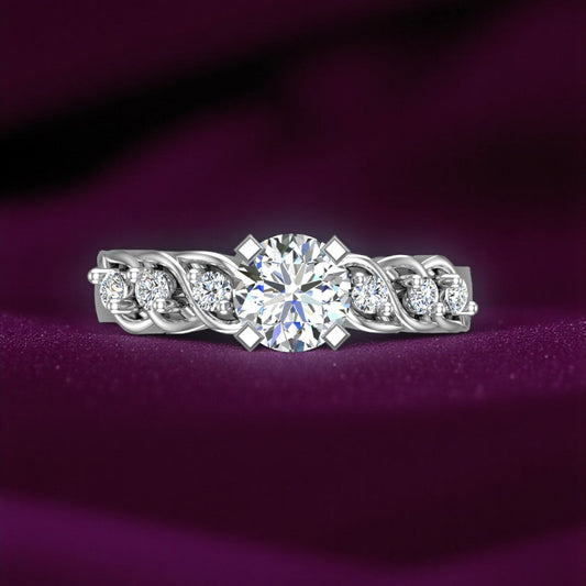 Pure 925 Sterling Silver Ring for Women | Adjustable Solitaire 6MM AAA+ Cubic Zirconia Rhodium Plated Ring