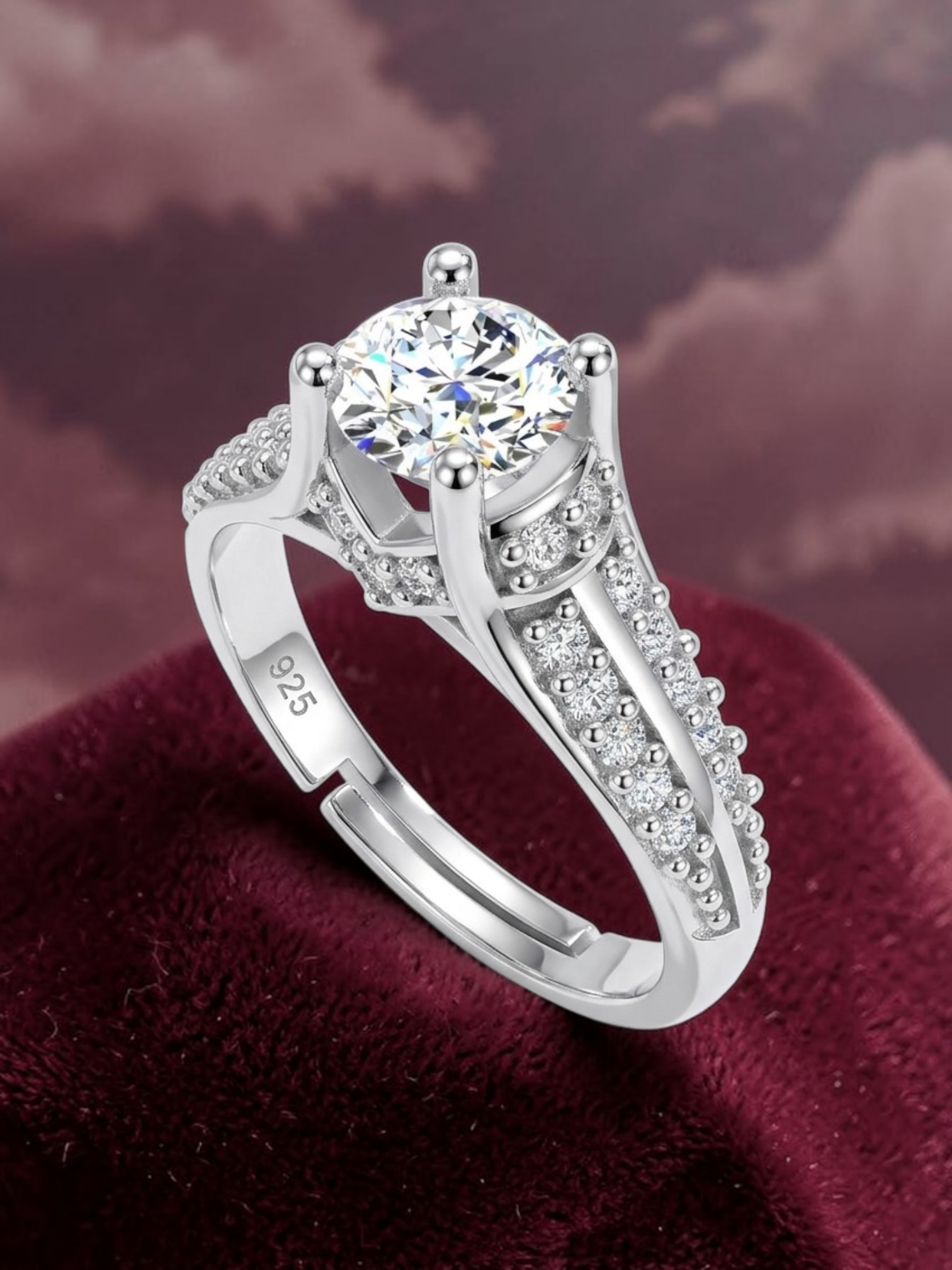 Pure 925 Sterling Silver Ring for Women | Crown Princess Ring | Silver 5MM AAA+ Cubic Zirconia Rhodium Plated Ring