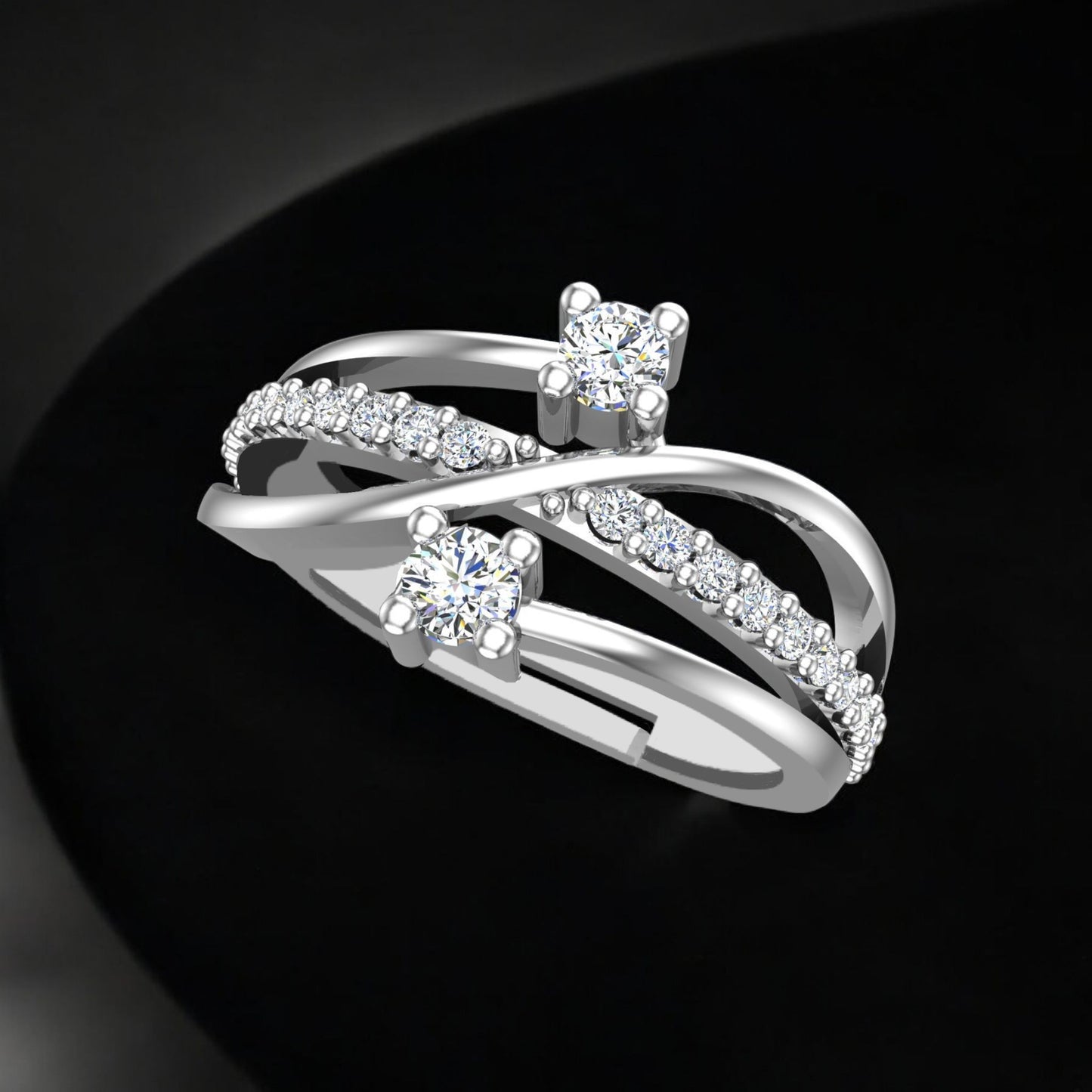 Pure 925 Sterling Silver Ring for Woman | AAA+ Cubic Zirconia Adjustable Rhodium Plated Ring