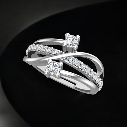 Pure 925 Sterling Silver Ring for Woman | AAA+ Cubic Zirconia Adjustable Rhodium Plated Ring