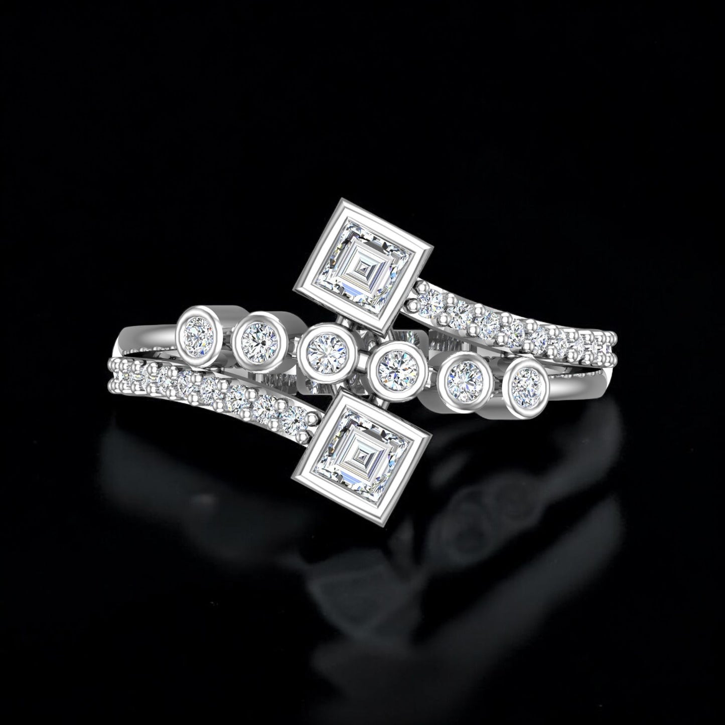 Pure 925 Sterling Silver Ring for Women | Adjustable Ring for Girls | Cubic Zirconia Rhodium Plated Ring