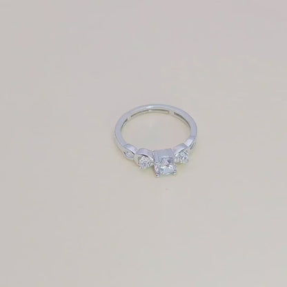 Pure 925 Sterling Silver Adjustable AAA+ Cubic Zirconia Rhodium Plated Ring