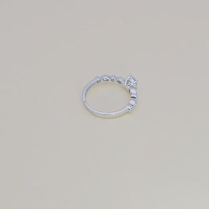 Pure 925 Sterling Silver Ring for Women Adjustable Rhodium Plated Ring