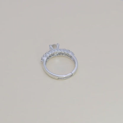 Pure 925 Sterling Silver Ring for Women | Adjustable AAA+ Cubic Zirconia Rhodium Plated Ring