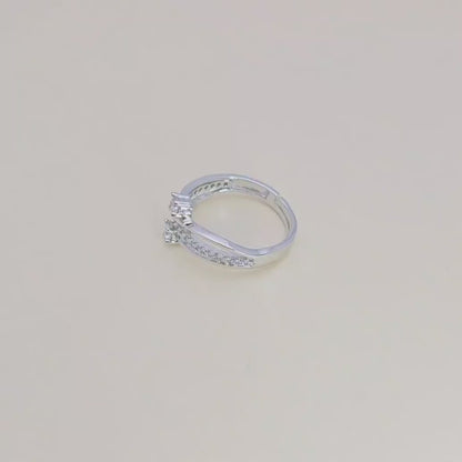 Pure 925 Sterling Silver Ring for Woman | AAA+ Cubic Zirconia Adjustable Rhodium Plated Ring