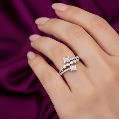 Pure 925 Sterling Silver Ring for Women | Adjustable Ring for Girls | Cubic Zirconia Rhodium Plated Ring