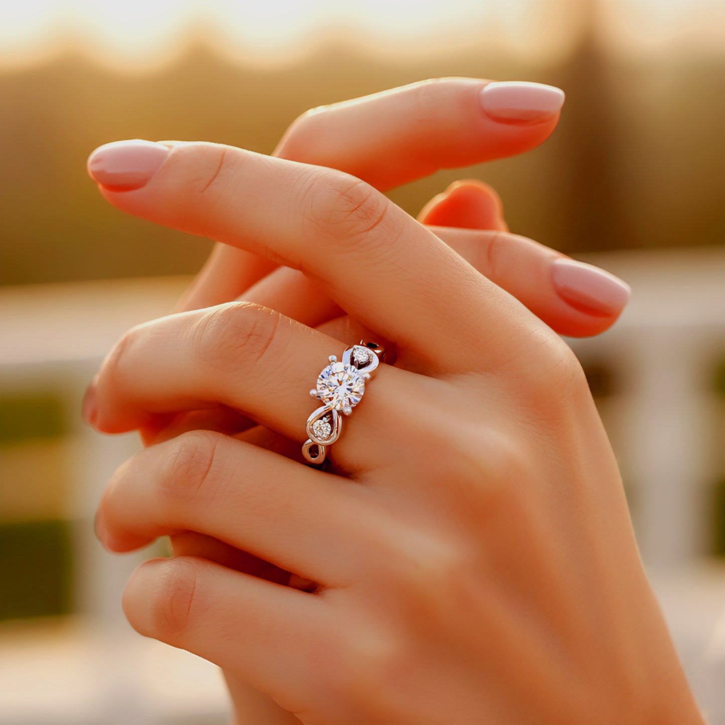 Pure 925 Sterling Silver Adjustable AAA+ Cubic Zirconia Rhodium Plated Ring