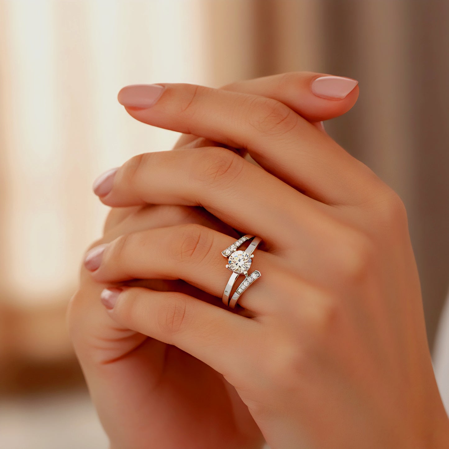 925 Sterling Silver Adjustable Ring for Girls & Women | AAA+ Cubic Zirconia Rhodium Plated Ring