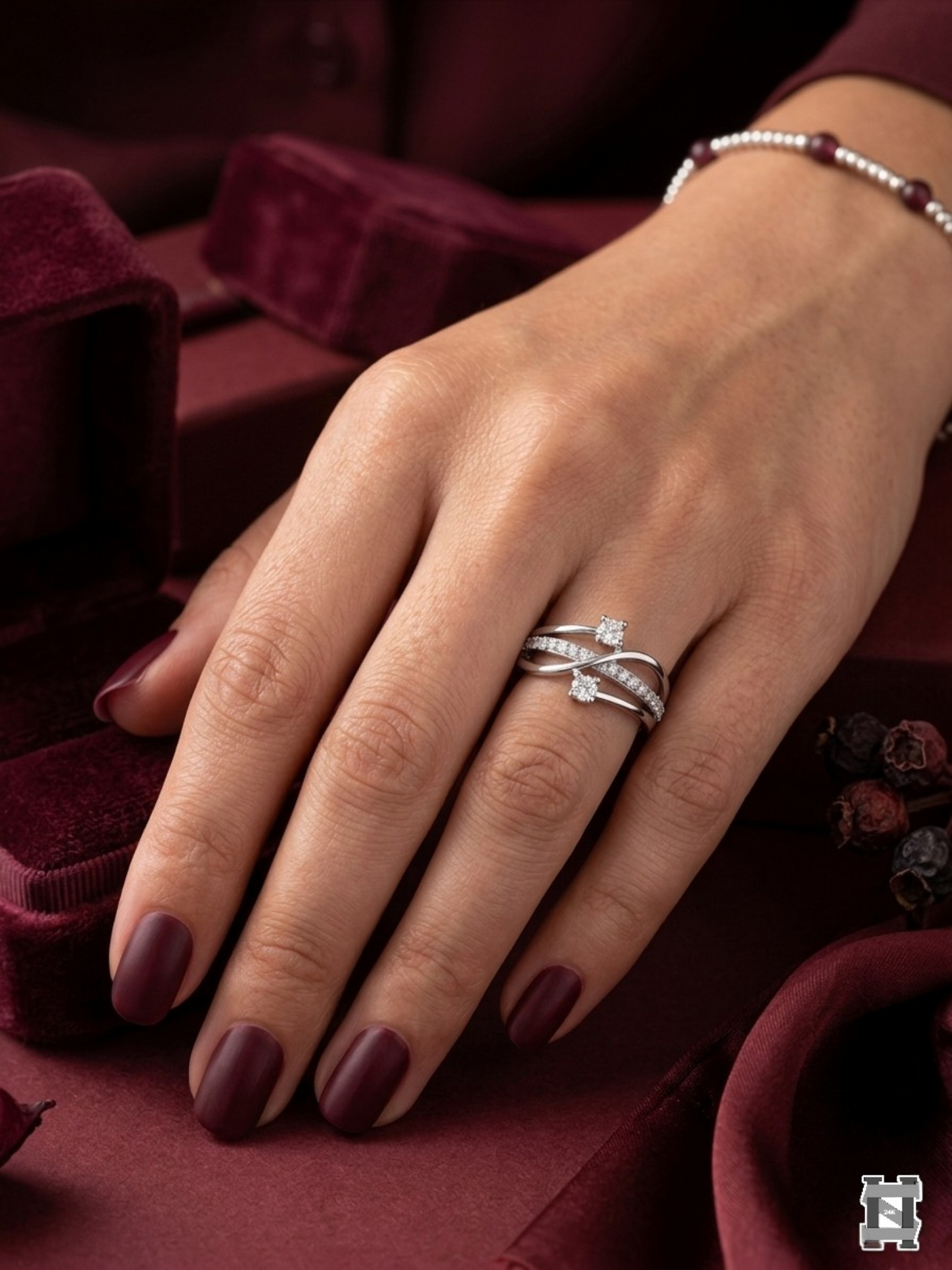 Pure 925 Sterling Silver Ring for Woman | AAA+ Cubic Zirconia Adjustable Rhodium Plated Ring