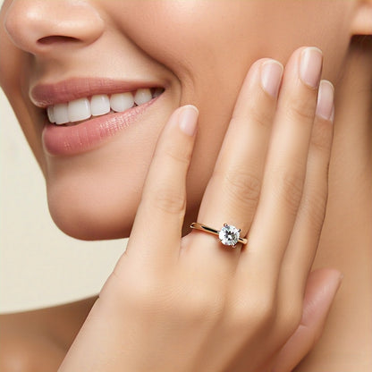 925 Sterling Silver Adjustable AAA+ Cubic Zirconia Solitaire Ring for Women