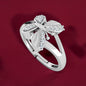 925 Sterling Silver Adjustable Rhodium Plated Cubic Zirconia Butterfly Ring for Woman