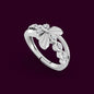 Pure 925 Sterling Silver Adjustable Cubic Zirconia Rhodium Plated Fling Butterfly Ring for Women