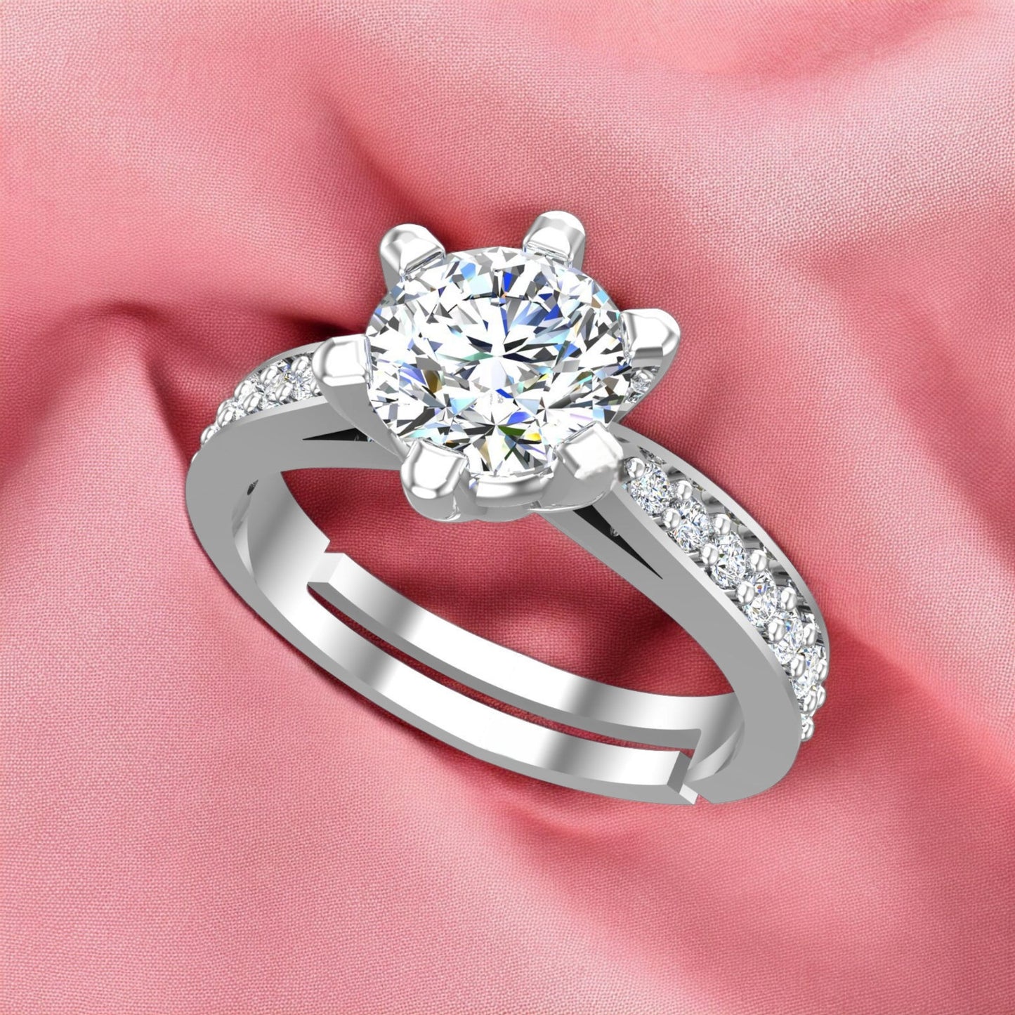 925 Pure Sterling Silver Adjustable Solitaire Ring for Woman