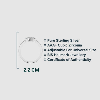 925 Sterling Silver Adjustable Rhodium Plated Cubic Zirconia Butterfly Ring for Woman