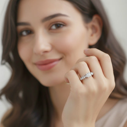 Pure 925 Sterling Silver Ring for Women | Adjustable AAA+ Cubic Zirconia Rhodium Plated Ring